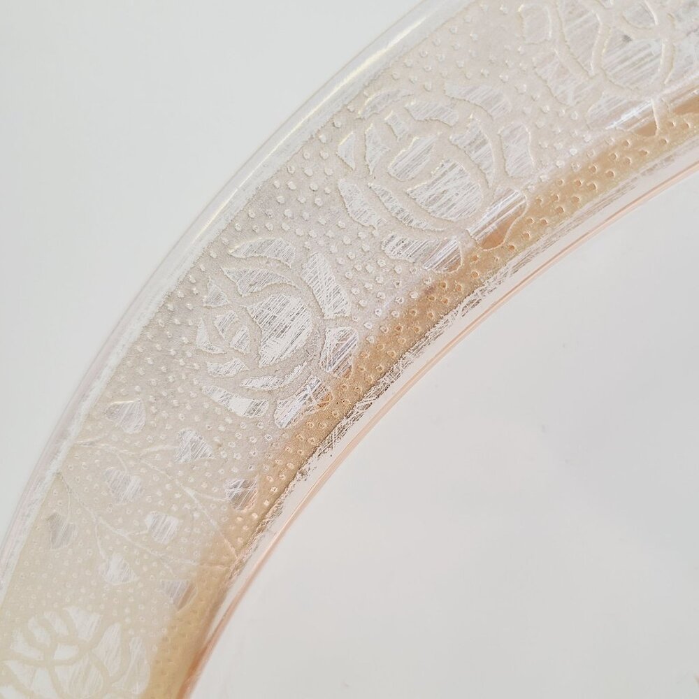 Vtg Glastonbury Lotus Rambler Rose Platter Made in USA Pink glass Gold Gilt Rim - Picture 3 of 14